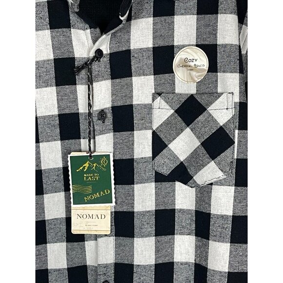 NWT Nomad Small Black White Buffalo Plaid Thermal Lined Button Down Shirt LS - Picture 4 of 7
